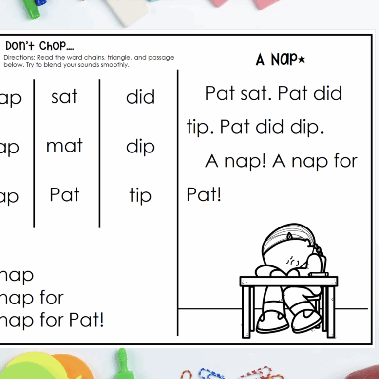 Reading fluency pages for kindergarten